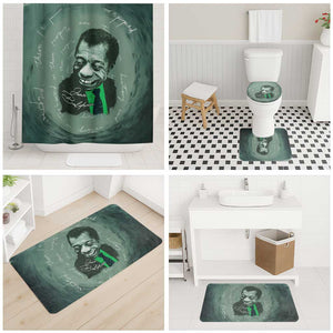 James Baldwin Bathroom Set Green Handwritten Script Design Smiling Portrait Civil Rights and Literature - African Pride