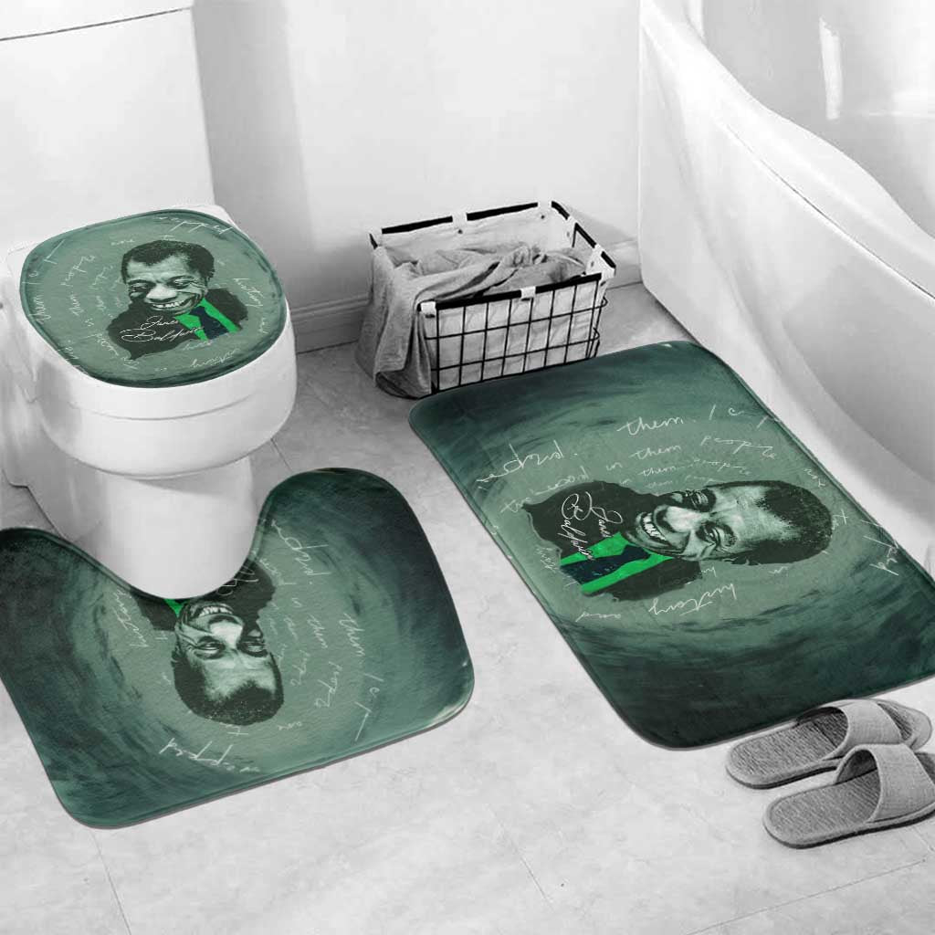 James Baldwin Bathroom Set Green Handwritten Script Design Smiling Portrait Civil Rights and Literature - African Pride