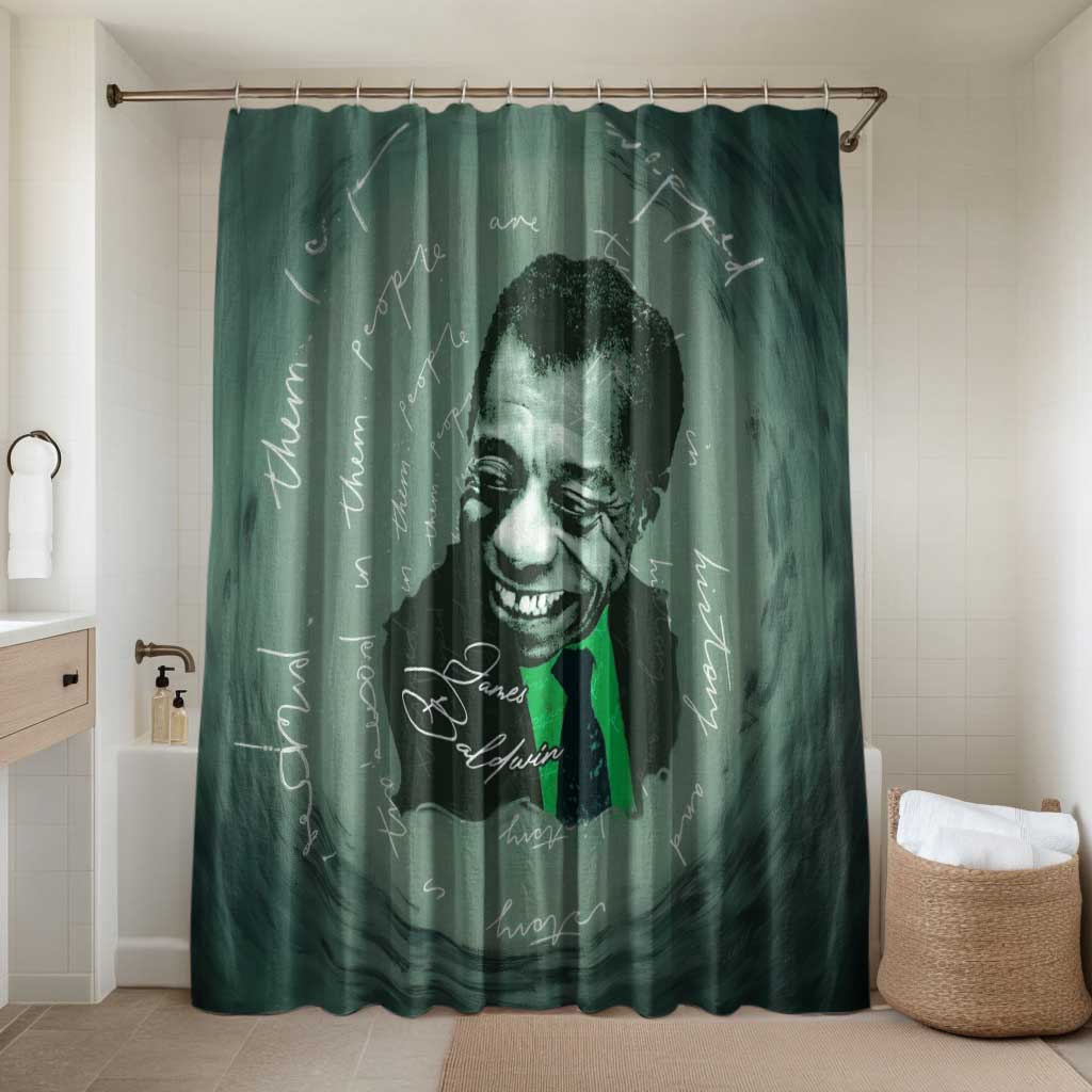 James Baldwin Bathroom Set Green Handwritten Script Design Smiling Portrait Civil Rights and Literature - African Pride