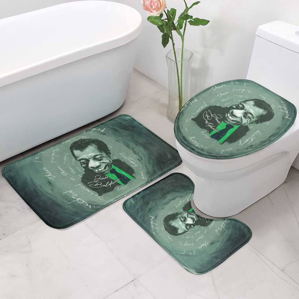 James Baldwin Bathroom Set Green Handwritten Script Design Smiling Portrait Civil Rights and Literature - African Pride