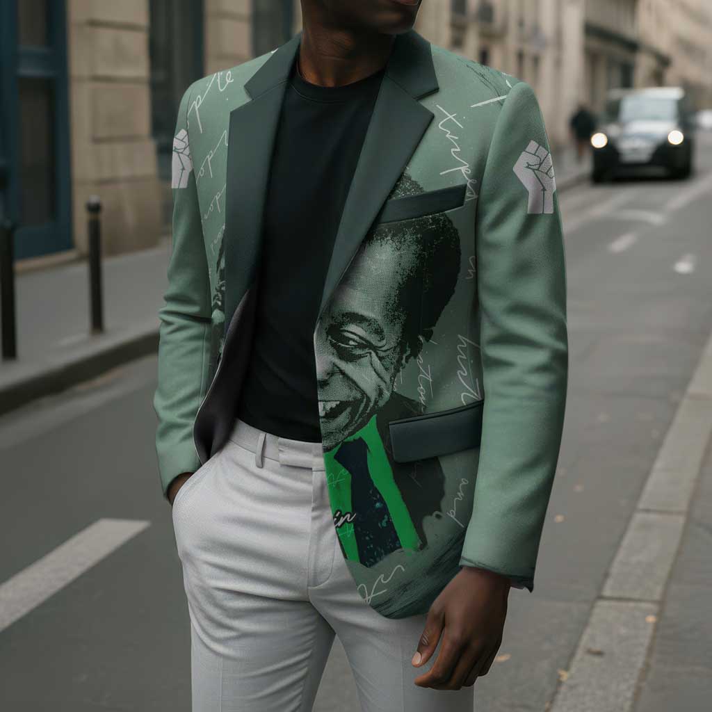 James Baldwin Blazer Green Handwritten Script Design Smiling Portrait Civil Rights and Literature - African Pride