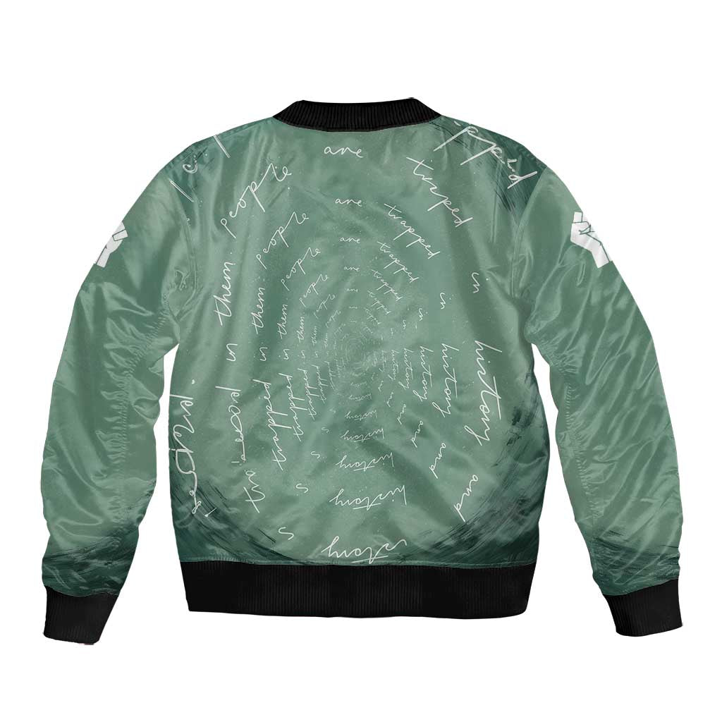James Baldwin Bomber Jacket Green Handwritten Script Design Smiling Portrait Civil Rights and Literature - African Pride