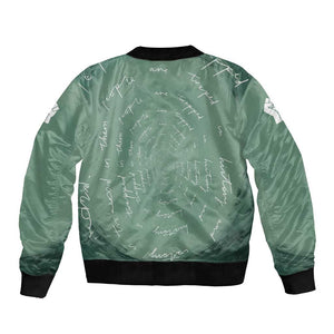 James Baldwin Bomber Jacket Green Handwritten Script Design Smiling Portrait Civil Rights and Literature - African Pride
