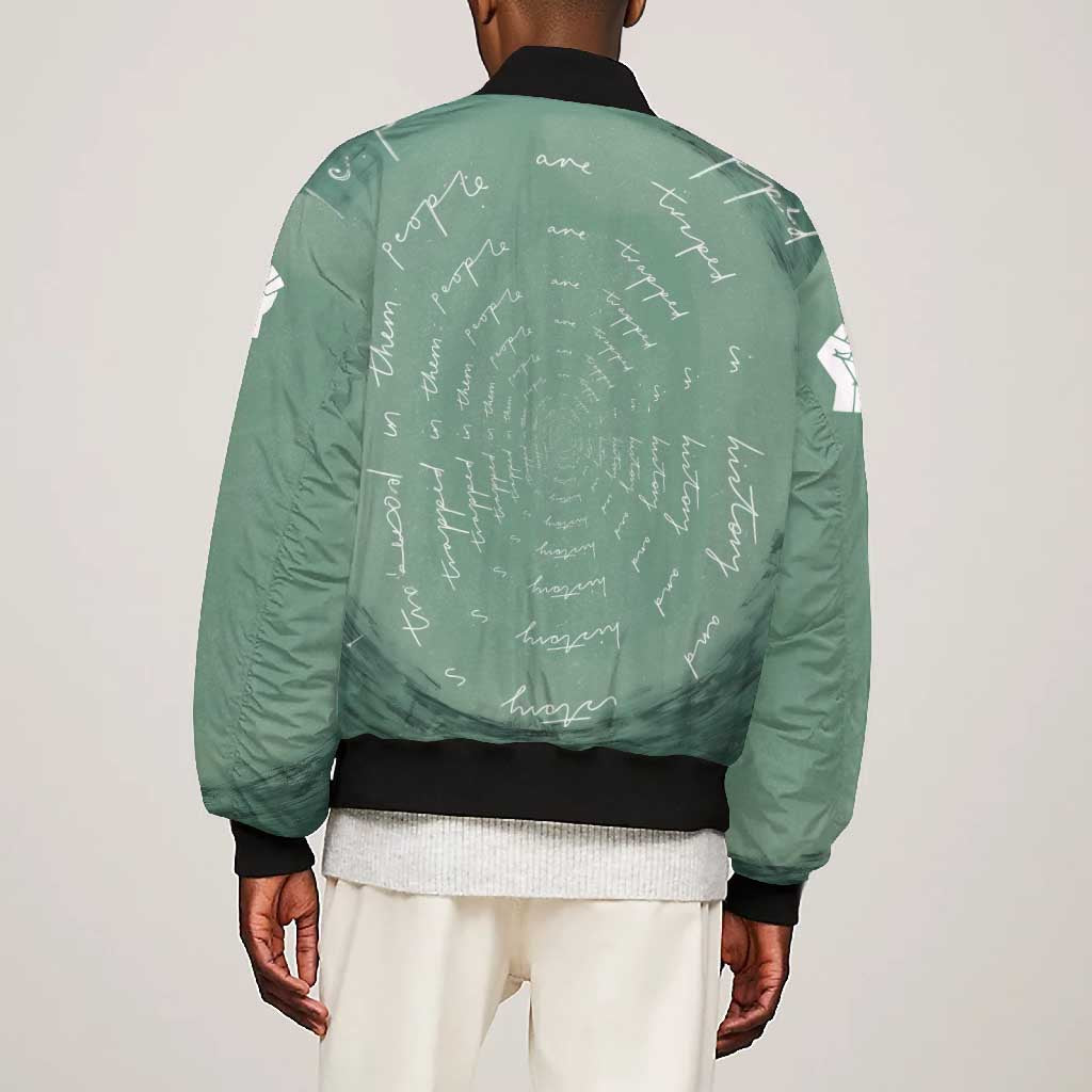 James Baldwin Bomber Jacket Green Handwritten Script Design Smiling Portrait Civil Rights and Literature - African Pride