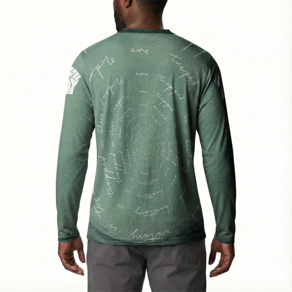 James Baldwin Button Sweatshirt Green Handwritten Script Design Smiling Portrait Civil Rights and Literature