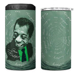 James Baldwin 4 in 1 Can Cooler Tumbler Green Handwritten Script Design Smiling Portrait Civil Rights and Literature - African Pride