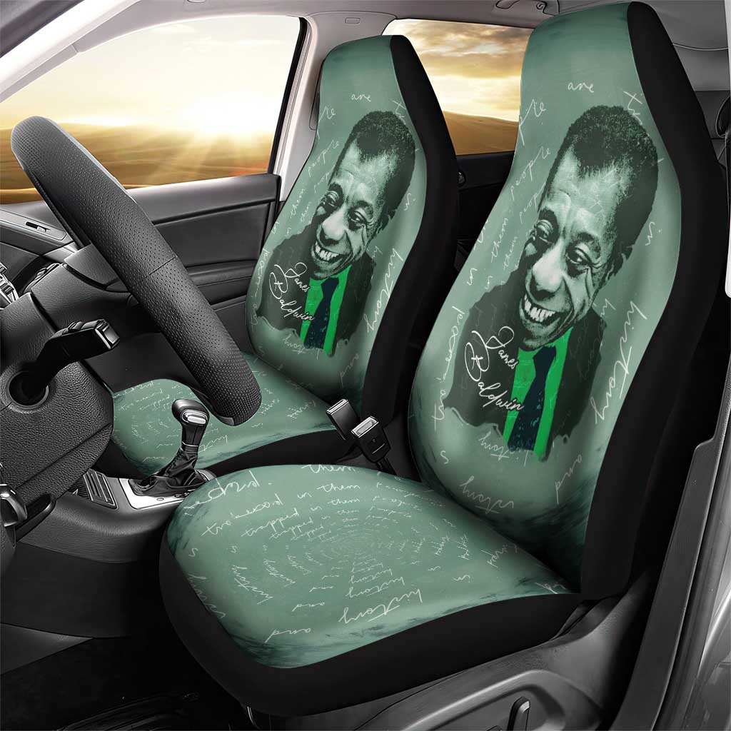 James Baldwin Car Seat Cover Green Handwritten Script Design Smiling Portrait Civil Rights and Literature - African Pride