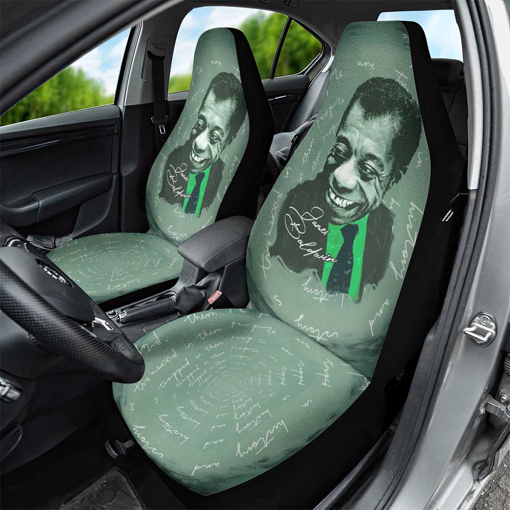 James Baldwin Car Seat Cover Green Handwritten Script Design Smiling Portrait Civil Rights and Literature - African Pride