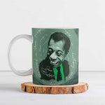 James Baldwin Ceramic Mug Green Handwritten Script Design Smiling Portrait Civil Rights and Literature - African Pride