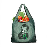 James Baldwin Grocery Bag Green Handwritten Script Design Smiling Portrait Civil Rights and Literature - African Pride