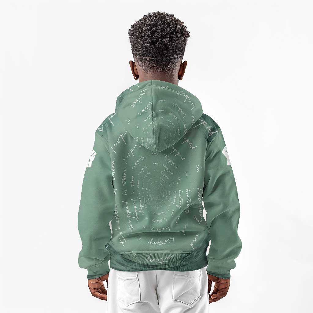 James Baldwin Kid Hoodie Green Handwritten Script Design Smiling Portrait Civil Rights and Literature - African Pride
