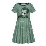 James Baldwin Kid Short Sleeve Dress Green Handwritten Script Design Smiling Portrait Civil Rights and Literature TS04