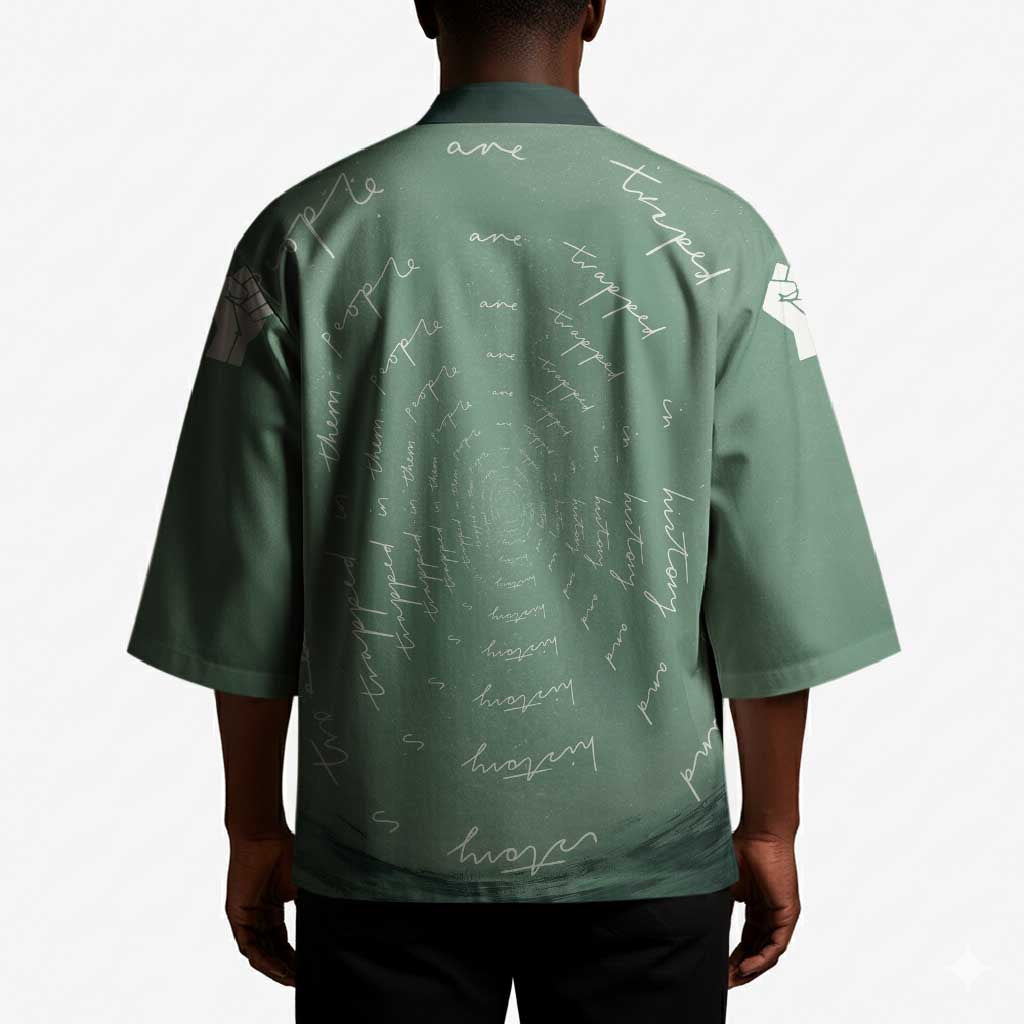 James Baldwin Kimono Green Handwritten Script Design Smiling Portrait Civil Rights and Literature - African Pride