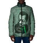 James Baldwin Padded Jacket Green Handwritten Script Design Smiling Portrait Civil Rights and Literature - African Pride