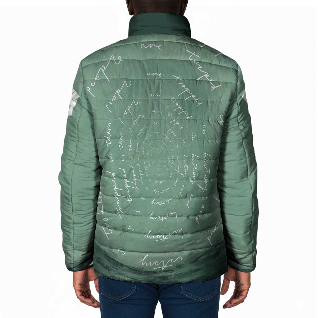 James Baldwin Padded Jacket Green Handwritten Script Design Smiling Portrait Civil Rights and Literature - African Pride
