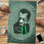 James Baldwin Puzzle Green Handwritten Script Design Smiling Portrait Civil Rights and Literature - African Pride