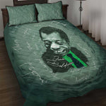 James Baldwin Quilt Bed Set Green Handwritten Script Design Smiling Portrait Civil Rights and Literature - African Pride