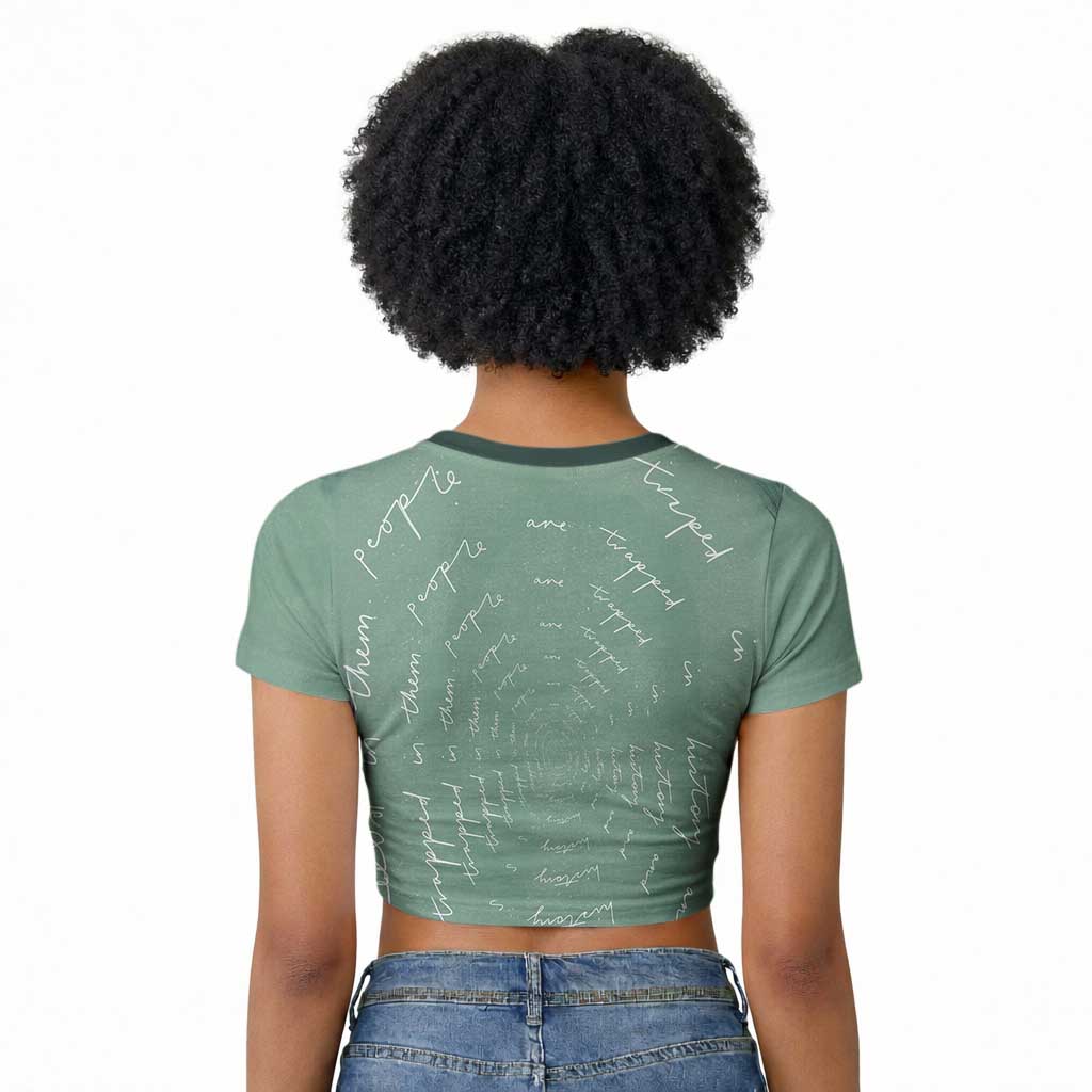 James Baldwin Raglan Cropped T shirt Green Handwritten Script Design Smiling Portrait Civil Rights and Literature TS04