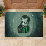 James Baldwin Rubber Doormat Green Handwritten Script Design Smiling Portrait Civil Rights and Literature - African Pride