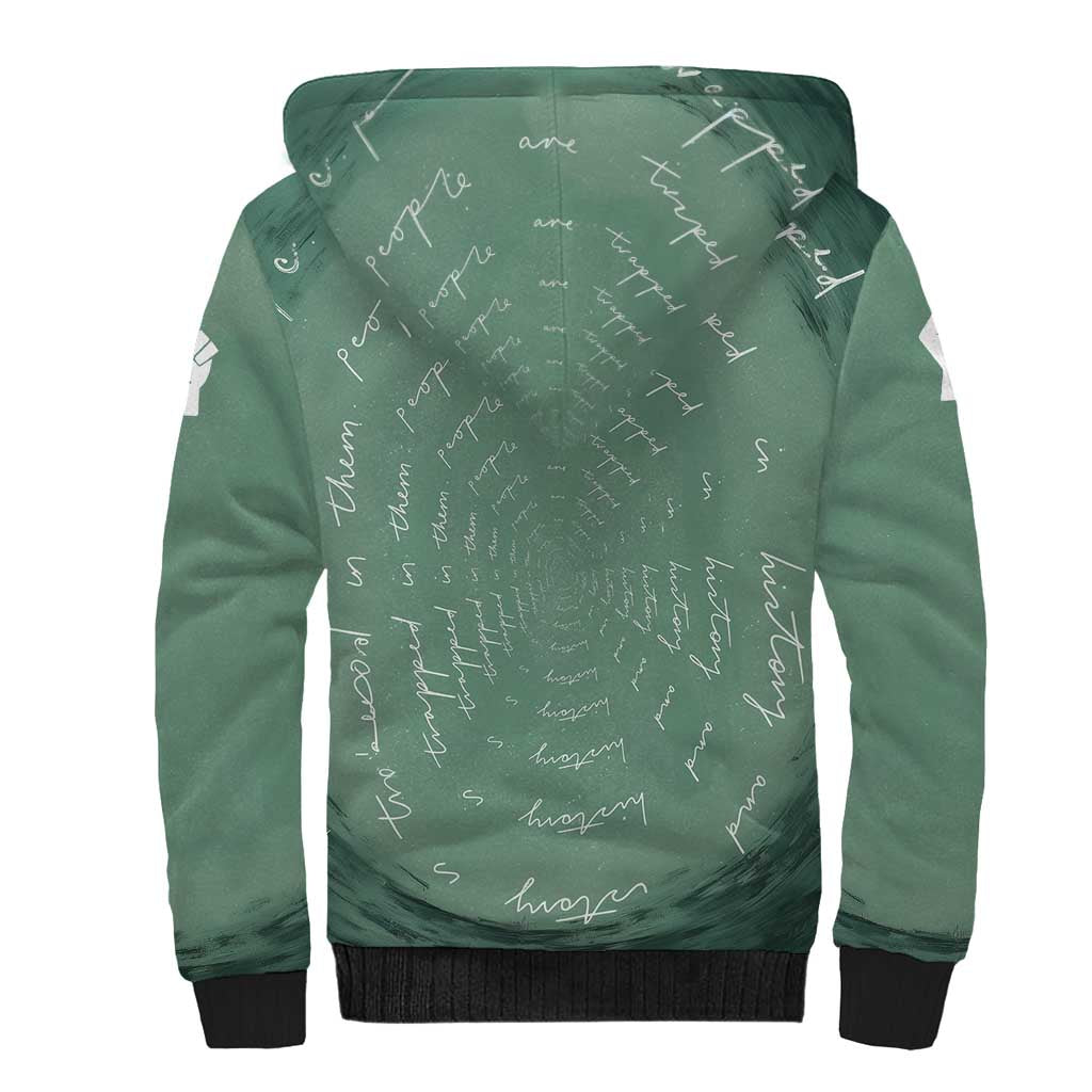 James Baldwin Sherpa Hoodie Green Handwritten Script Design Smiling Portrait Civil Rights and Literature - African Pride