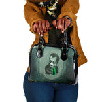 James Baldwin Shoulder Handbag Green Handwritten Script Design Smiling Portrait Civil Rights and Literature - African Pride
