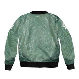 James Baldwin Sleeve Zip Bomber Jacket Green Handwritten Script Design Smiling Portrait Civil Rights and Literature - African Pride