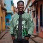 James Baldwin Sleeve Zip Bomber Jacket Green Handwritten Script Design Smiling Portrait Civil Rights and Literature - African Pride