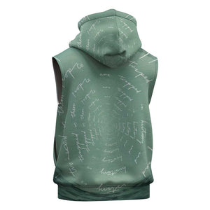 James Baldwin Sleeveless Hoodie Green Handwritten Script Design Smiling Portrait Civil Rights and Literature - African Pride
