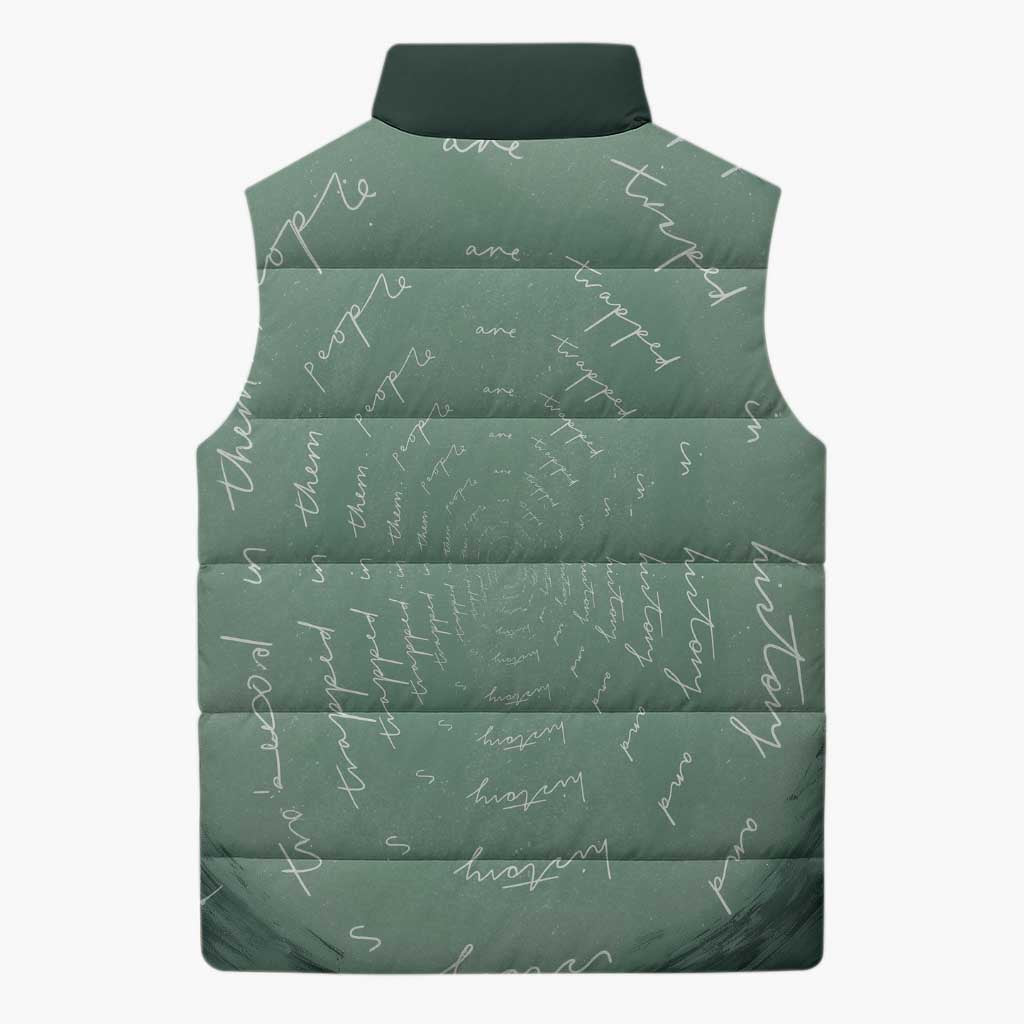 James Baldwin Sleeveless Puffer Jacket Green Handwritten Script Design Smiling Portrait Civil Rights and Literature - African Pride