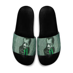 James Baldwin Slide Sandals Green Handwritten Script Design Smiling Portrait Civil Rights and Literature - African Pride