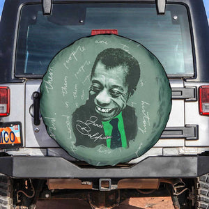 James Baldwin Spare Tire Cover Green Handwritten Script Design Smiling Portrait Civil Rights and Literature - African Pride