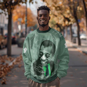 James Baldwin Sweatshirt Green Handwritten Script Design Smiling Portrait Civil Rights and Literature - African Pride