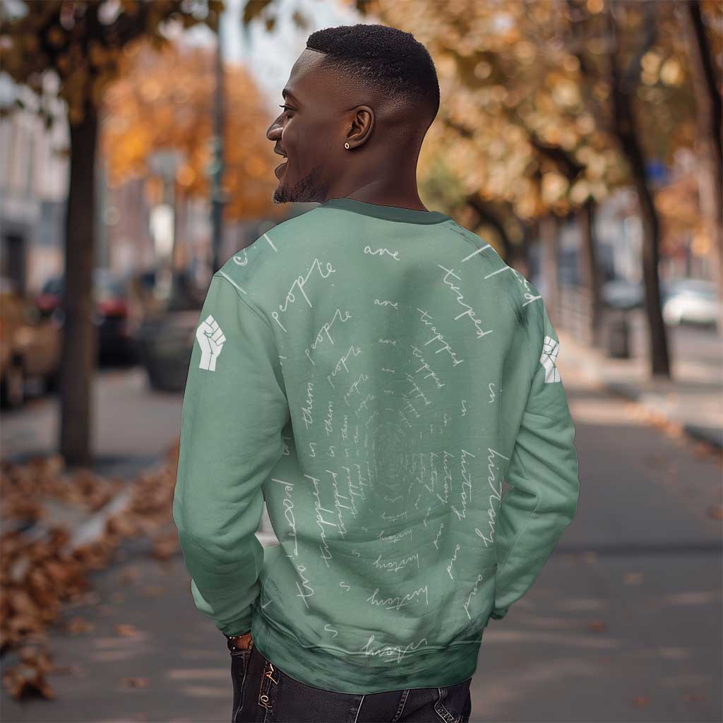 James Baldwin Sweatshirt Green Handwritten Script Design Smiling Portrait Civil Rights and Literature - African Pride