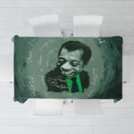 James Baldwin Tablecloth Green Handwritten Script Design Smiling Portrait Civil Rights and Literature - African Pride