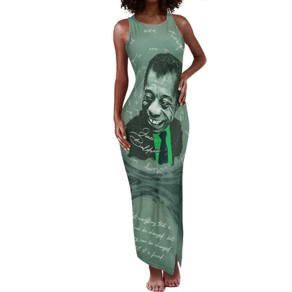 James Baldwin Tank Maxi Dress Green Handwritten Script Design Smiling Portrait Civil Rights and Literature - African Pride