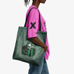 James Baldwin Tote Bag Green Handwritten Script Design Smiling Portrait Civil Rights and Literature - African Pride