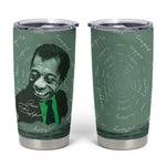 James Baldwin Tumbler Cup Green Handwritten Script Design Smiling Portrait Civil Rights and Literature - African Pride