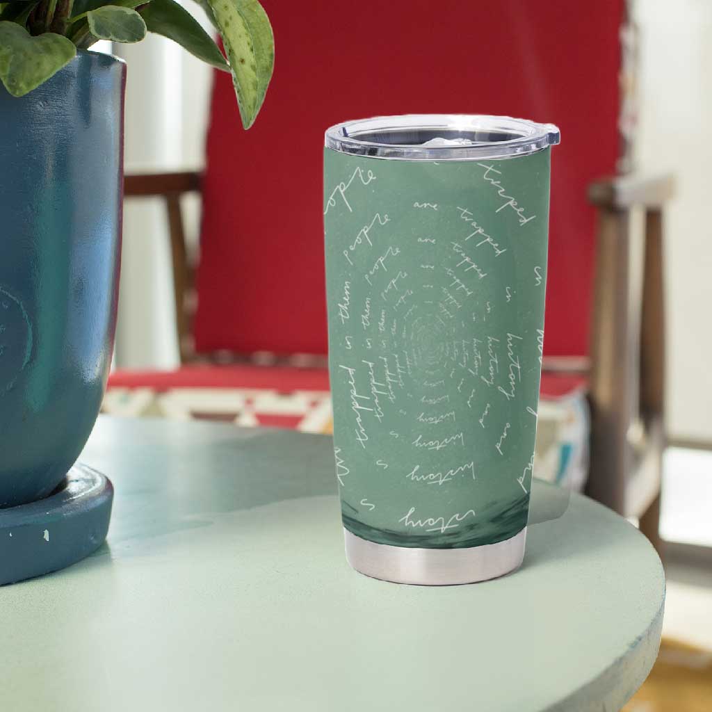 James Baldwin Tumbler Cup Green Handwritten Script Design Smiling Portrait Civil Rights and Literature - African Pride