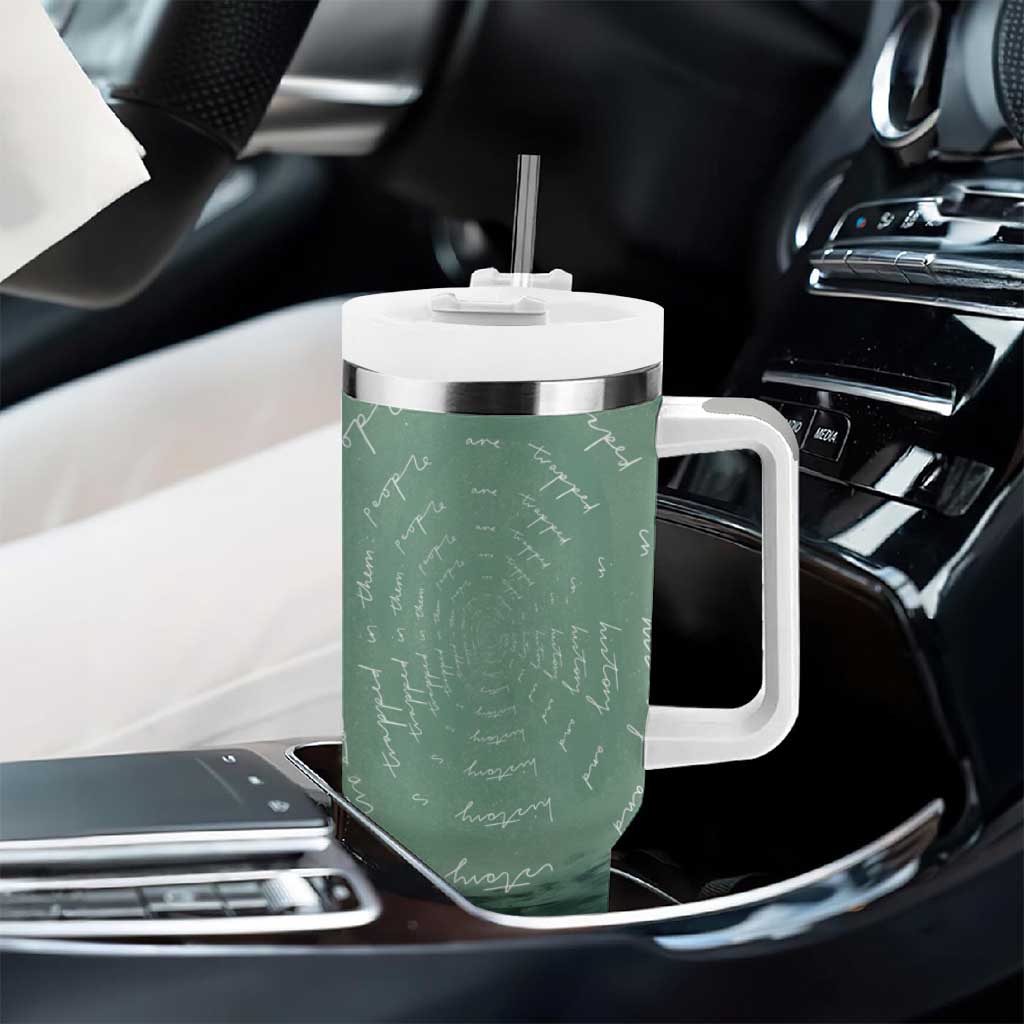 James Baldwin Tumbler With Handle Green Handwritten Script Design Smiling Portrait Civil Rights and Literature - African Pride