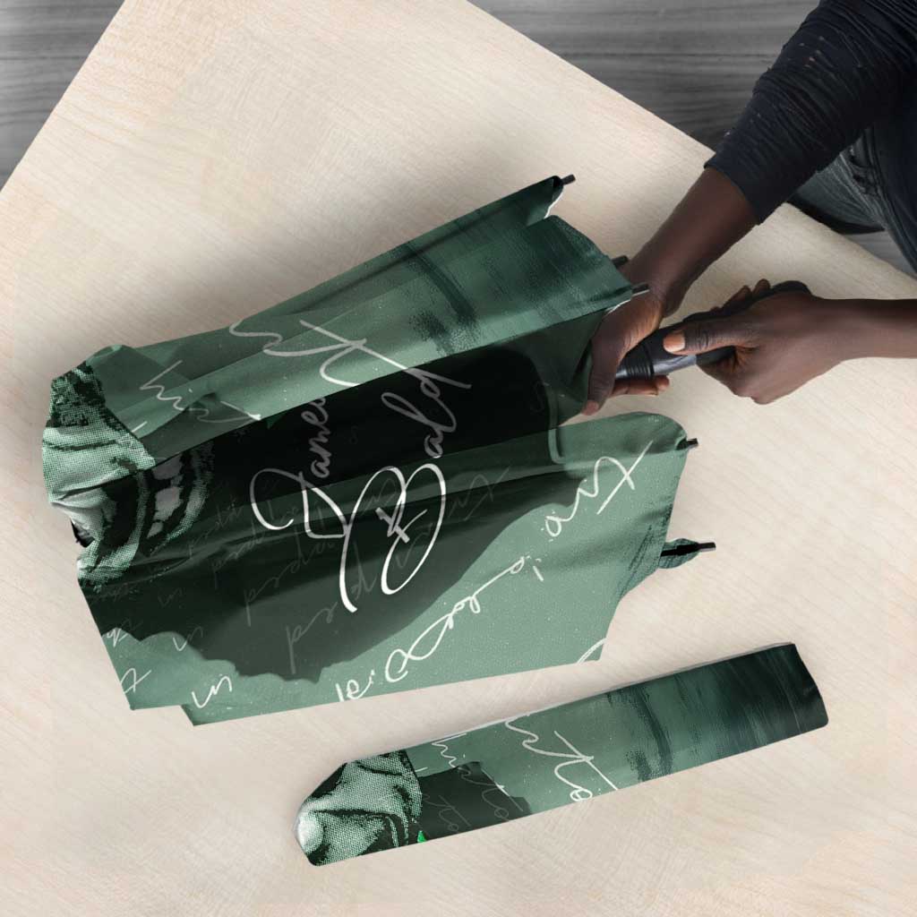 James Baldwin Umbrella Green Handwritten Script Design Smiling Portrait Civil Rights and Literature - African Pride
