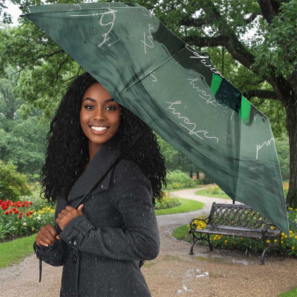 James Baldwin Umbrella Green Handwritten Script Design Smiling Portrait Civil Rights and Literature - African Pride