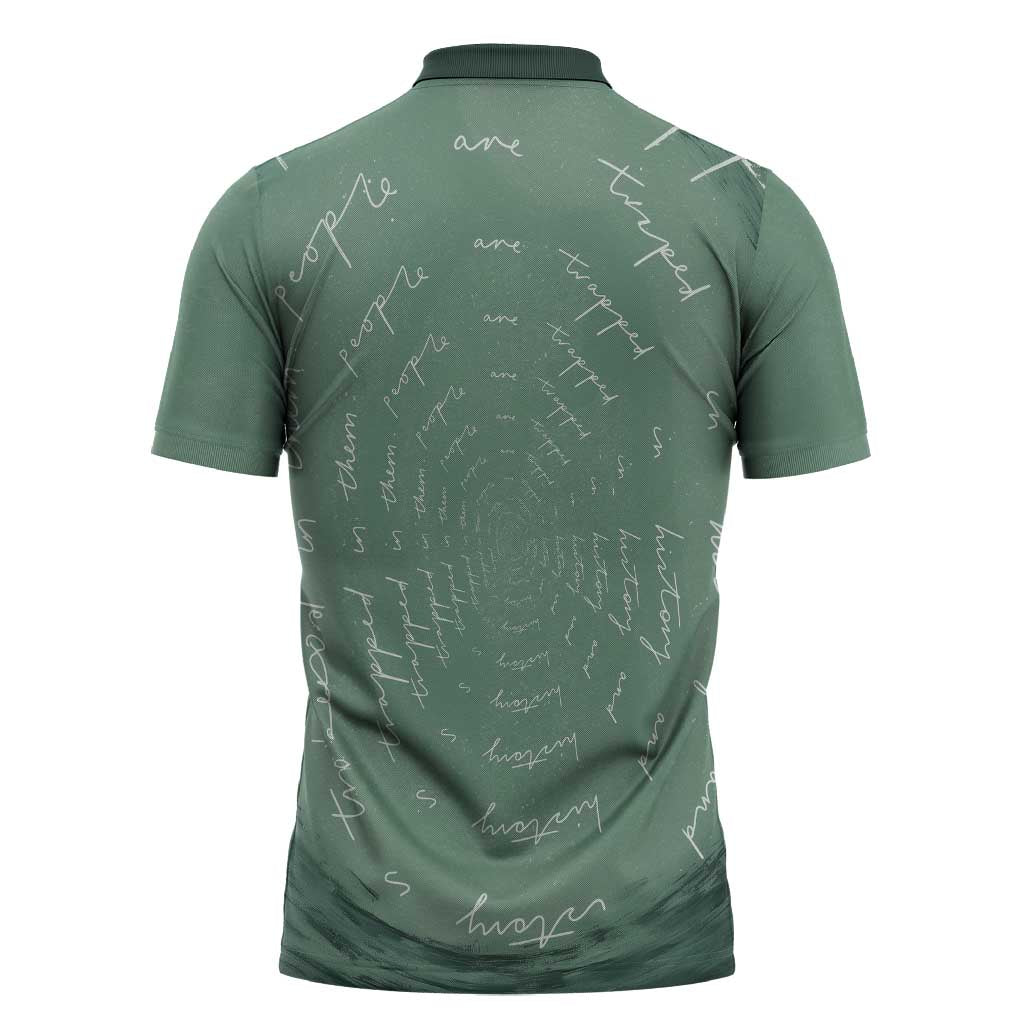James Baldwin Zipper Polo Shirt Green Handwritten Script Design Smiling Portrait Civil Rights and Literature - African Pride