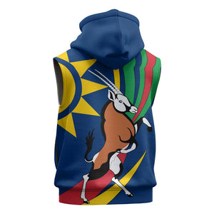 African Fish Eagle Namibia Sleeveless Zip Hoodie Gemsbok Supporters Style - African Pride