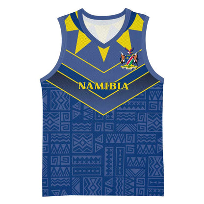 Namibia Yellow Sun Basketball Jersey Sporty Style with Traditional Patterns TS04