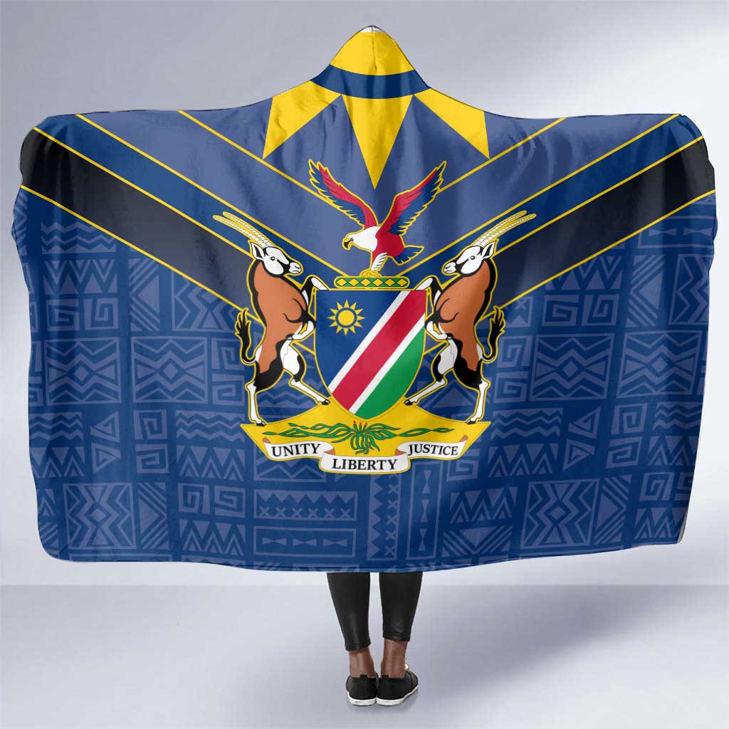 Namibia Yellow Sun Hooded Blanket Sporty Style with Traditional Patterns