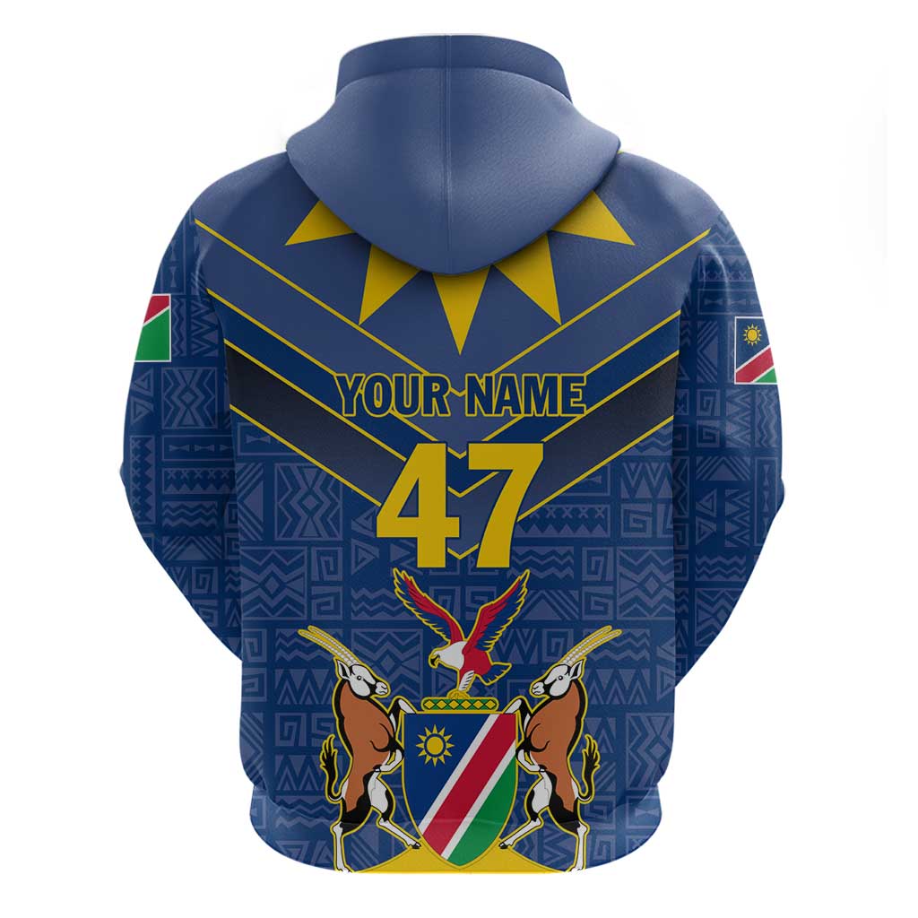 Namibia Yellow Sun Hoodie Sporty Style with Traditional Patterns