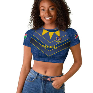 Namibia Yellow Sun Raglan Cropped T shirt Sporty Style with Traditional Patterns