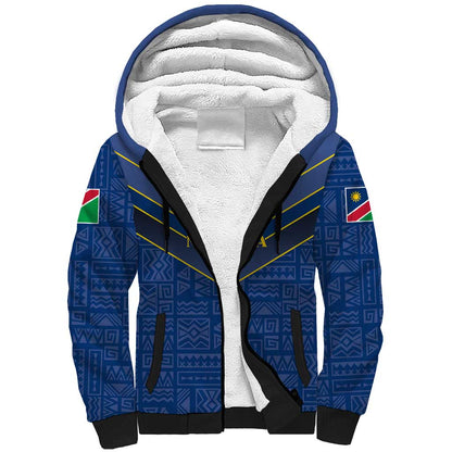 Namibia Yellow Sun Sherpa Hoodie Sporty Style with Traditional Patterns