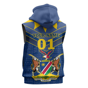 Namibia Yellow Sun Sleeveless Zip Hoodie Sporty Style with Traditional Patterns - African Pride