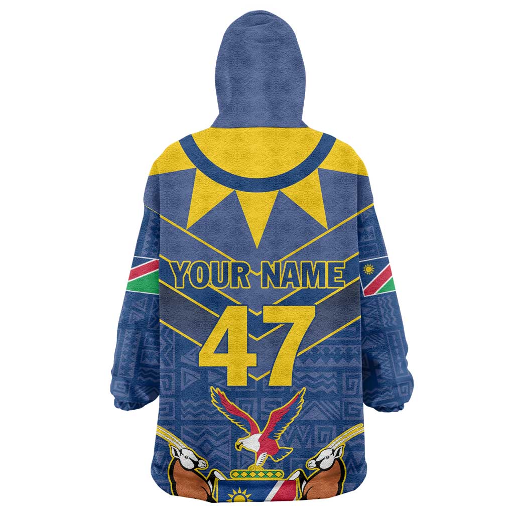 Namibia Yellow Sun Wearable Blanket Hoodie Sporty Style with Traditional Patterns